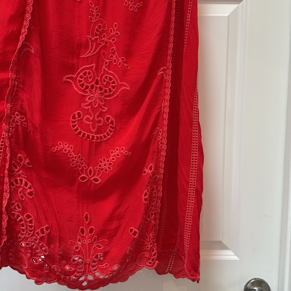 Johnny Was Red Sleeveless Midi Sundress-Large - Picture 5 of 9